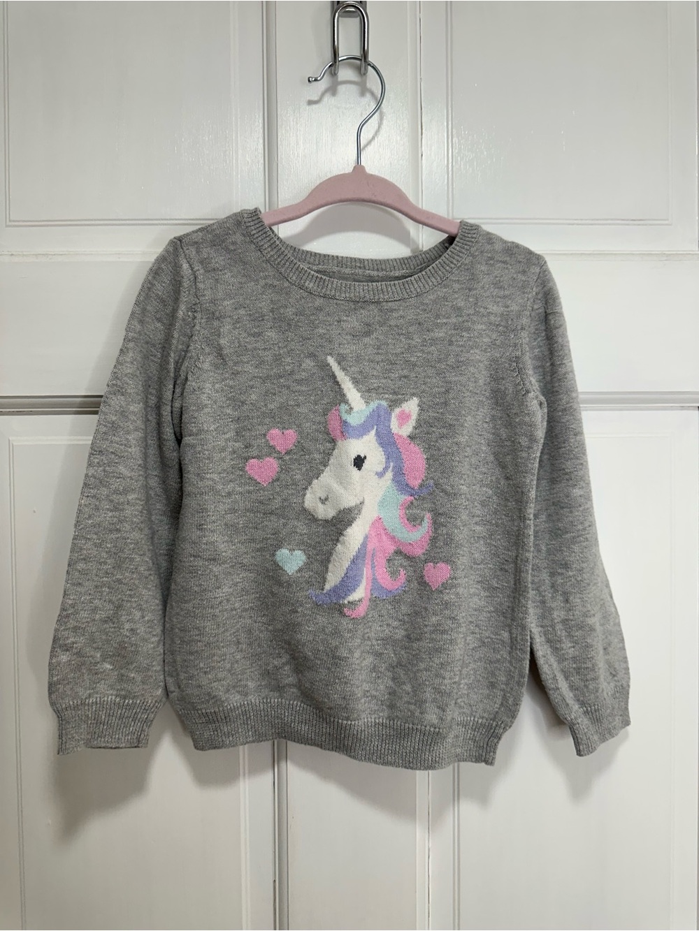 The Children’s Place Unicorn Knit Pullover Sweater in Gray Toddler Size 4T